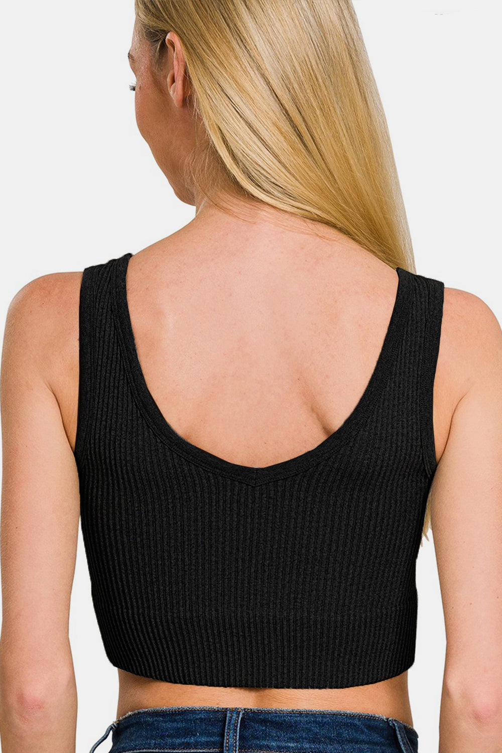 Zenana Make Your Own Sunset Ribbed Seamless Tank with Pads