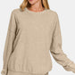 Zenana Laid Back Vibes Washed Dropped Shoulder Sweatshirt in Khaki