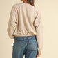 Mable Vintage in Malibu Letter Embroidery Crop Sweatshirt in Taupe