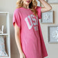 Heimish U S A Graphic Short Sleeve Ribbed Top in Coral