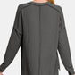 Zenana All About Details Texture Exposed Seam V-Neck Long Sleeve T-Shirt in Charcoal