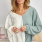 BiBi Unleash Cozy Twist Front Contrast Cable Knit Top