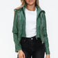 Snobbish Embrace The Day Faux Leather Zip Up Drawstring Hooded Jacket in Sage