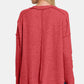 Zenana Cozy Season Exposed Seam Brushed Sweater in Red