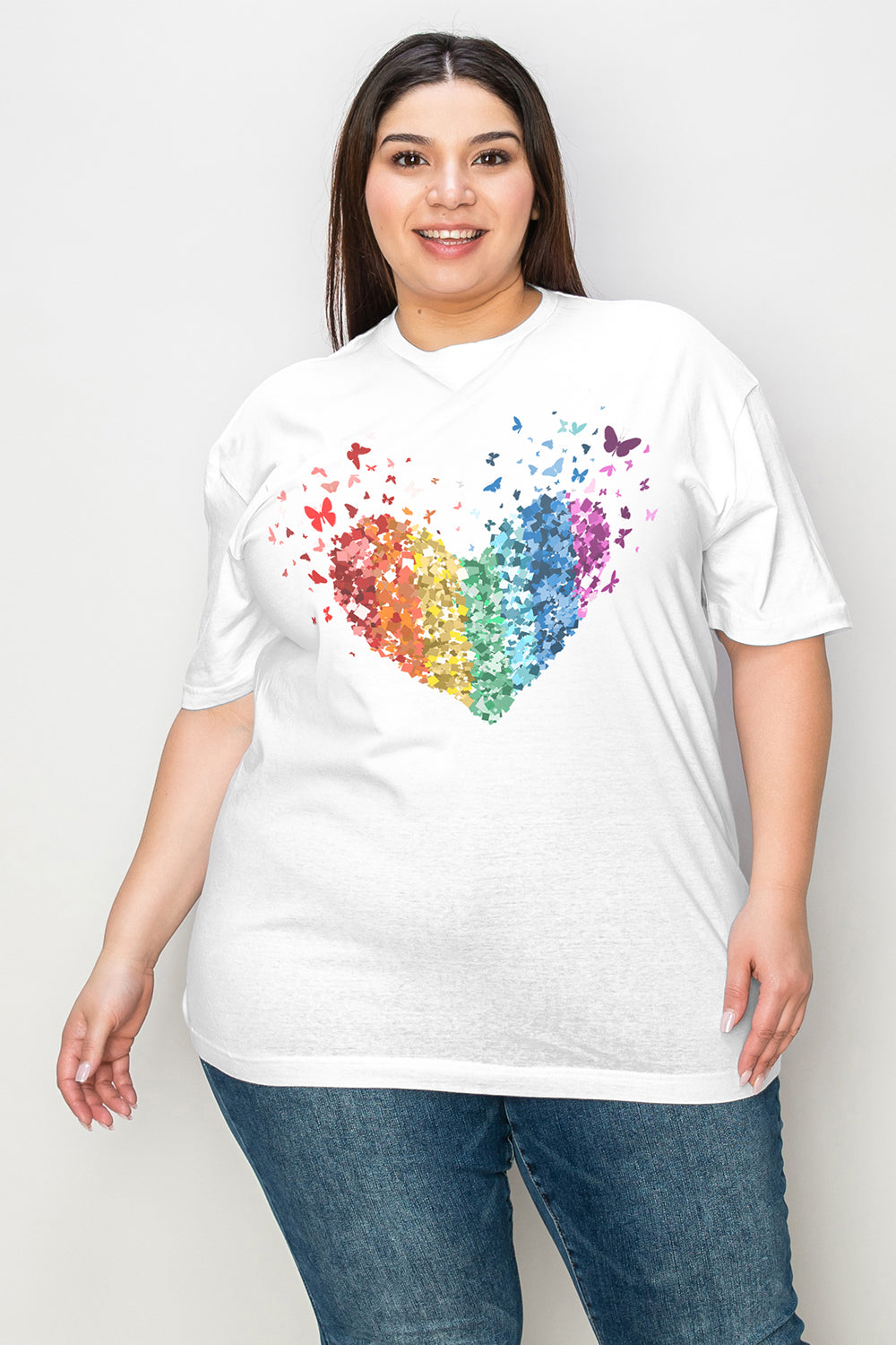 Simply Love Rainbow Heart Graphic T-Shirt