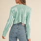 MABLE Bringing The Glitz Shoulder Padded Sequin Crop Top in Mint