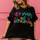 BiBi It's My World Metallic Letter Puff Sleeve Hairy Sweater