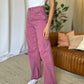 RFM Raelene High Rise Garment Dye Wide Leg Jeans in French Rose