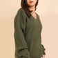 VERY J Keep It Comfy Seam Detail Drop Shoulder Hooded Sweater in Olive