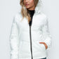 How Dare U Embrace The Chill Pocketed Zip Up Puffer Jacket with Removable Hood in White