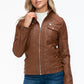 YMI Hooded and Happy Removable Faux Layered Multi-Pocket Jacket with Fuzzy Hood in Rust