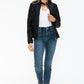 Snobbish Born To Ride PU Leather Biker Jacket with Side Zip Pockets in Black