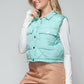 Snobbish Quilted and Cute Snap Down Quilted Crop Vest in Green