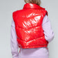 Snobbish A Quilted Touch Zip Up Turtleneck Shiny Quilted Vest in Red