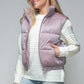Snobbish Me and My Puffer Fine Fur Lining Quilted Vest in Dark Rose