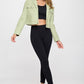 Coalition LA Vision Is Everything Snap Down Cropped Hooded Jacket in Mint