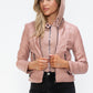 Snobbish Embrace The Day Faux Leather Zip Up Drawstring Hooded Jacket in Mauve