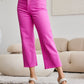 RFM Chloe Tummy Control High Waist Raw Hem Crop Jeans in Pink Rouge