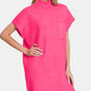 Zenana I'm Ready Short Sleeve Sweater Mini Dress in Hot Pink