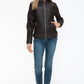 Snobbish A Wild Ride Faux Leather Biker Jacket with Side Zip Pockets in Chocolate