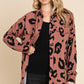 BOMBOM My Wild Spirit Animal Print Button Up Knit Shacket in Brick