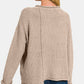 Zenana Wild Wonderland Asymmetric Hem Drop Shoulder Sweater in Ash Mocha