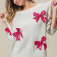 BiBi Wrapped in Sequins Bow Puff Sleeve Sweater