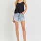 RISEN Olivia High Rise Side Step Hem Denim Shorts in Light