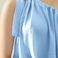 Ninexis Summer Balance One Shoulder Bow Tie Strap Satin Silk Top