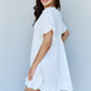 Ninexis Out Of Time Ruffle Hem Dress with Drawstring Waistband in White