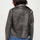 Coalition LA Biker Chic Zip Up Biker Jacket with Belt in Black