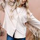 And The Why Fringed Out Fringe Back Detailed Button Down Shacket