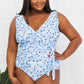 Marina West Swim Float On Ruffle Faux Wrap One-Piece in Blossom Blue