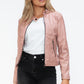 Snobbish Embrace The Day Faux Leather Zip Up Drawstring Hooded Jacket in Mauve