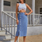 Keeping It Classic Button Down Denim Skirt