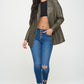 Coalition LA A Touch of Edge Single-Breasted Vegan Leather Blazer in Olive Brown