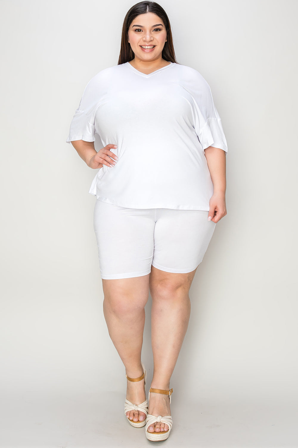 Basic Bae Slay The Day Bamboo V-Neck T-Shirt and Shorts Set