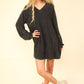 VERY J Oversized Memories Mineral Washed Oversized A-Line Mini Dress in Black