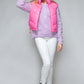 Snobbish A Quilted Touch Zip Up Turtleneck Shiny Quilted Vest in Hot Pink