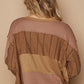 POL Block Party Half Button Color Block Drop Shoulder Knit Top in Dark Brown