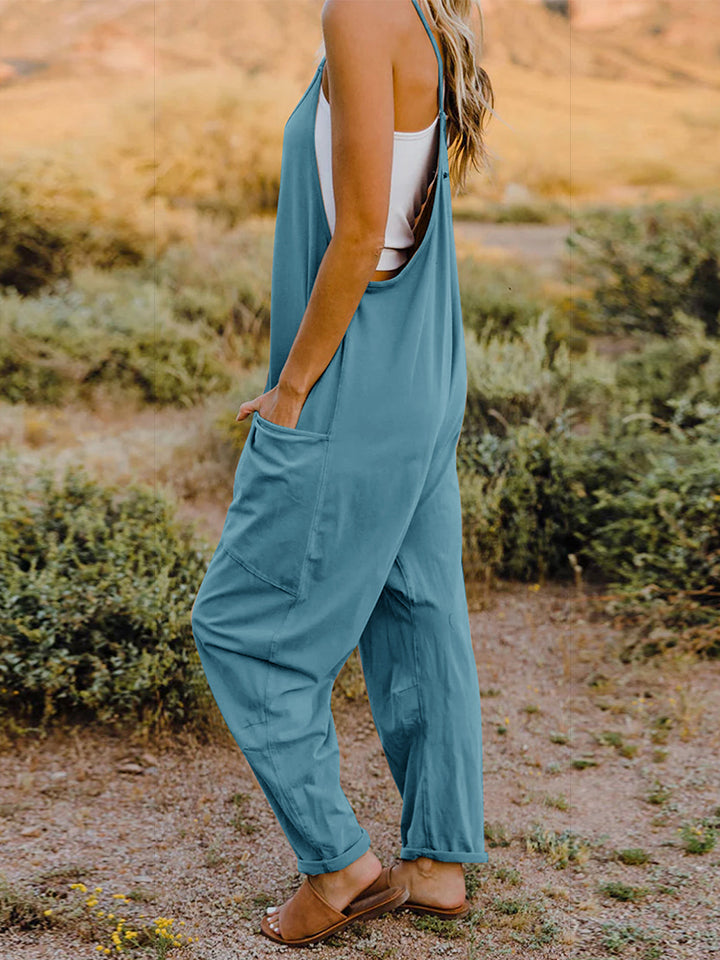 Double Take The Hot Shots V-Neck Sleeveless Jumpsuit with Pockets