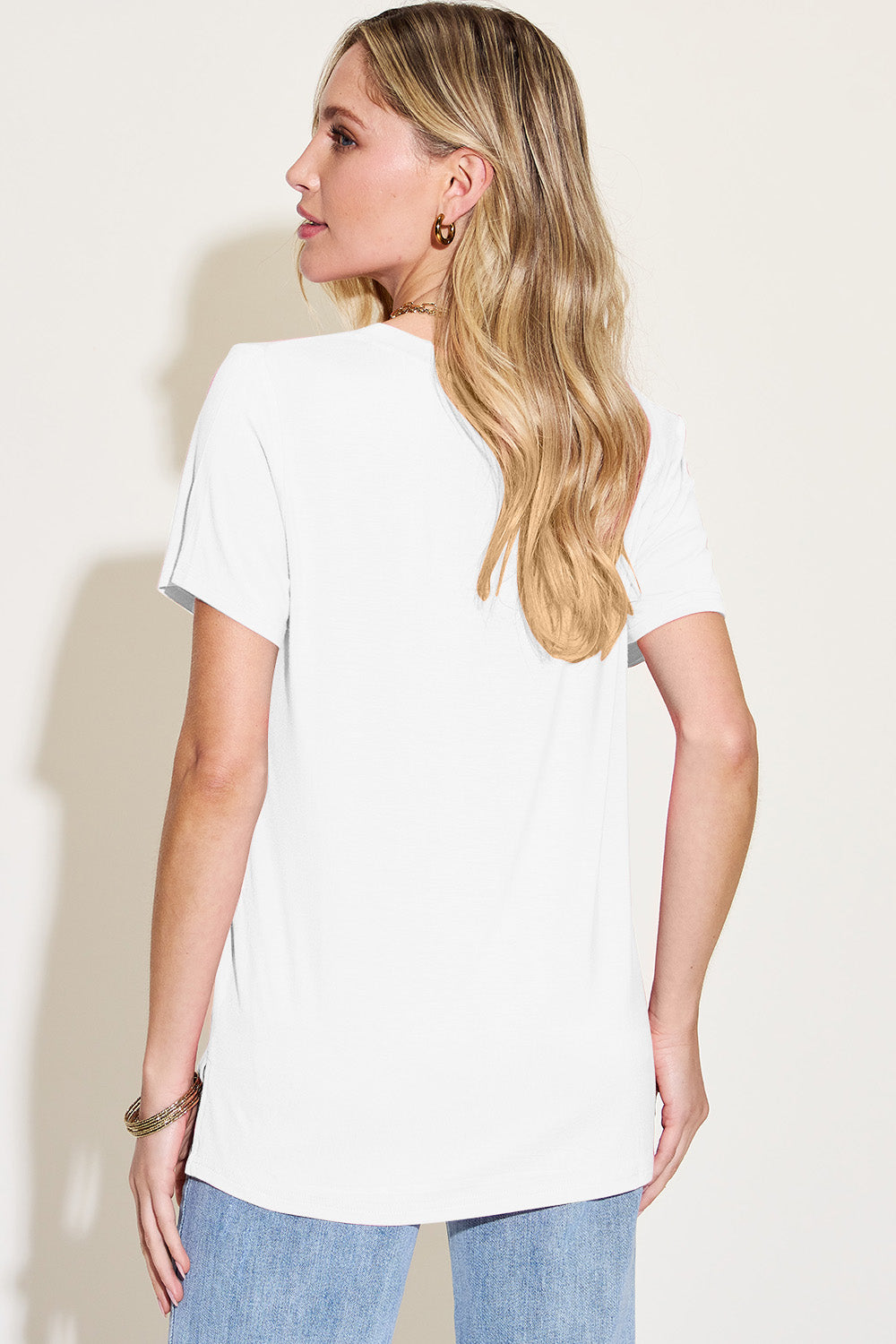 Basic Bae Bamboo All Day Long V-Neck High-Low T-Shirt