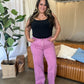 RFM Raelene High Rise Garment Dye Wide Leg Jeans in French Rose