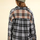 VERY J Falling For Plaid Contrast Plaid Raw Detail Shirt in Black