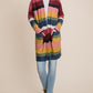 BOMBOM Cozy and Colorful Color Block Striped Open Front Cardigan