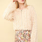 VERY J Feeling Fuzzy and Fabulous Shaggy Yarn Knit Zip Up Jacket in Cream