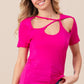 BiBi Shine Bright Cutout Asymmetrical Neck Short Sleeve T-Shirt