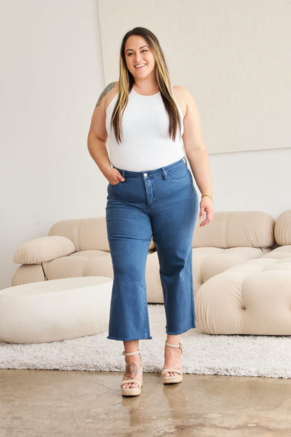 RFM Chloe Tummy Control High Waist Raw Hem Crop Jeans