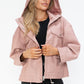 How Dare U My Favorite Layer Drawstring Hem PU Leather Zip Up Jacket in Mauve