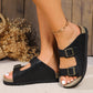 Sitting Seaside PU Leather Buckle Sandals